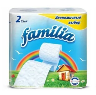 Familia туалетная бумага Радуга эконом белая двухслойная 4шт
