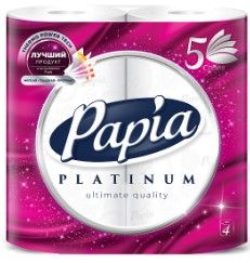 Hayat papia platinum туалетная бумага белая  пятислойная 4 шт