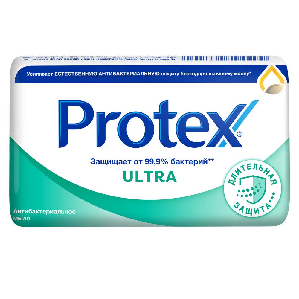 Protex ultra антибактериальное с льняным маслом 90 гр купить по цене 101.40  ₽ в интернет-магазине