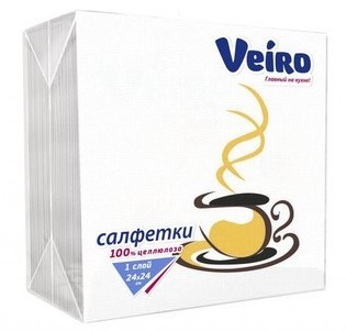 Veiro салфетки 1 слойные с рисунком чашка кофе 24*24 100 листов