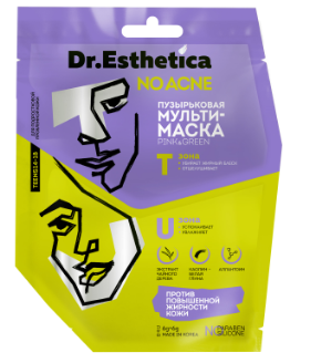 Dr. Esthetica no acne teens пузырьковая мульти маска pink green
