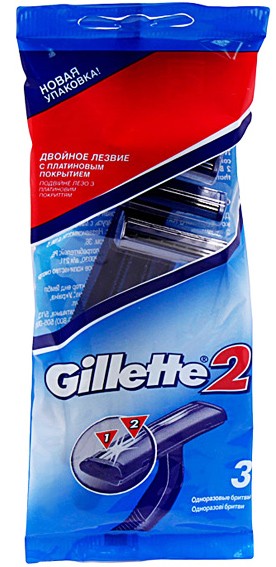 Одноразовые станки GILLETTE Gillette2 (пак по 3 шт) купить по цене в ...