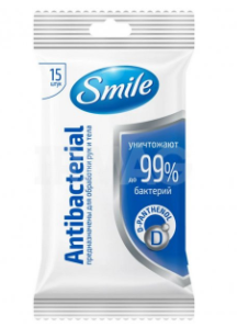 SMILE W Antibacterial Влажные салфетки с D пантенолом 15 шт