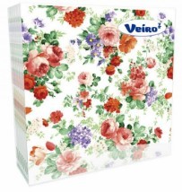 Veiro салфетки 3 слойные с рисунком цветы винтаж 33*33 20 листов