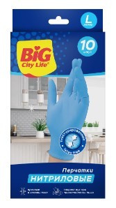 BIG City перчатки нитриловые синие L 10 шт