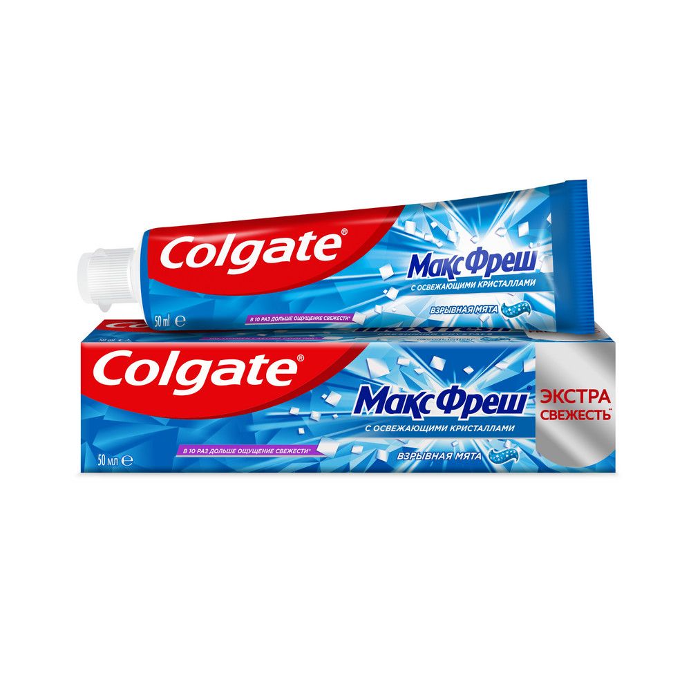 Colgate зубная паста макс фреш взрывная мята с освежающими кристаллами для  свежего дыхания и защиты от кариеса 50 мл купить по цене 166.92 ₽ в  интернет-магазине