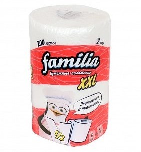 Бумажные полотенца Familia белые двухслойные XXL 1шт