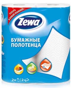 ZEWA Кухонные полотенца двухслойные белые, 2шт
