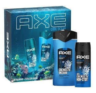 Axe подарочный набор cool ocean гель для душа и шампунь 2в1+ дезодорант аэрозоль150+250 мл