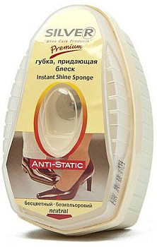 Губка-блеск для обуви с дозатором SILVER Premium силикон/антистатик НАТУРАЛЬНАЯ, 6мл 48шт