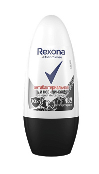 Rexona антиперспирант-дезодорант шариковый Антибактериальная и Невидимая на черной и белой одежде 50мл
