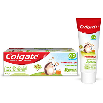 Colgate зубная паста детская  0-2 без фторида для детей от 0 до 2 лет со вкусом нежных фруктов 40 мл Уценка