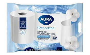 Aura влажная туалетная бумага soft 42шт