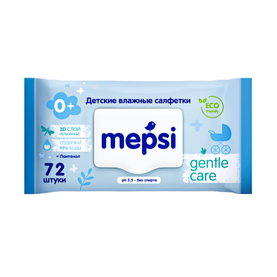 Mepsi влажные детские салфетки care с клапаном 72 шт