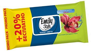 Emily Style влажные салфетки райские цветы  с крышкой 120 шт +20% бесплатно