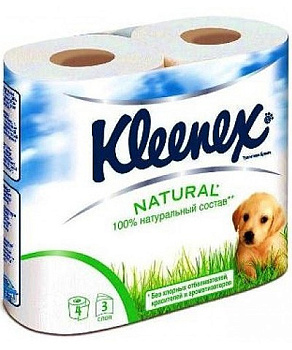 Kleenex Туалетная бумага 3-х слойная Белая Natural Care 4 шт
