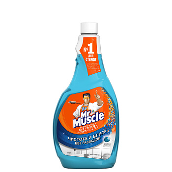 Mr Muscle чистящее средство для стёкол и поверхностей со спиртом 500мл (сменный флакон)