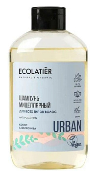 Ecolatier мицелярный шампунь для всех типов волос кокос и шелковица 600 мл