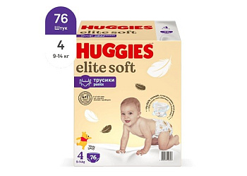 Huggies Elite Soft трусики-подгузники 4 размер 9-14 кг 76шт