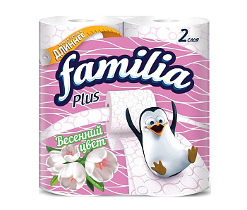 Familia Plus туалетная бумага Весенний цвет двухслойная 4шт