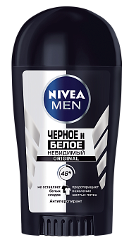 Дезодорант-стик мужской NIVEA Невидимый для черного и белого 40мл