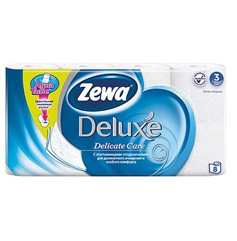 Zewa туалетная бумага deluxe 3 х слойная белая 8шт