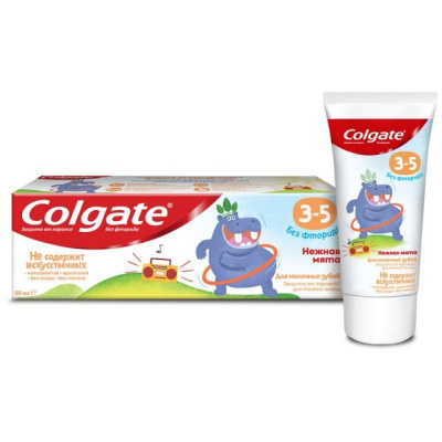 Colgate 3-5 Нежная мята детская зубная паста без фторида, 60 мл