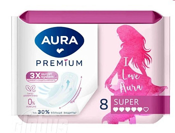 aura premium прокладки женские гигиенические super 8шт