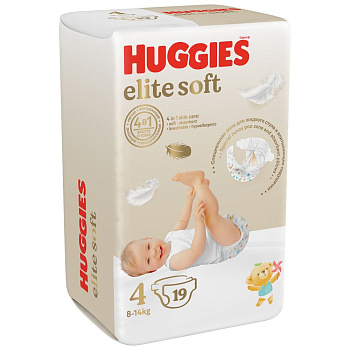 Huggies Elite Soft подгузники 8-14 кг 4 размер 19 шт