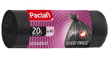 Paclan мешки для мусора standart 20л 45 х 55см 40шт пнд чер