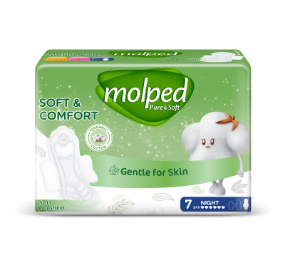 Molped ультратонкие прокладки pure soft с крылышками ночные 7 шт