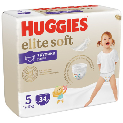 Huggies Elite Soft подгузники трусики 12-17 кг 5 размер 34 шт
