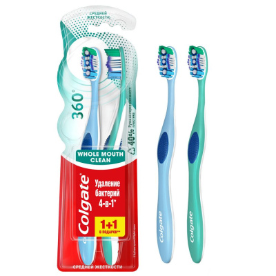 Colgate зубная щетка 360 суперчистота средняя 1+1 промо Уценка