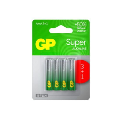 GP батарейки super alkaline АAA/LR03 3+1 шт 24А