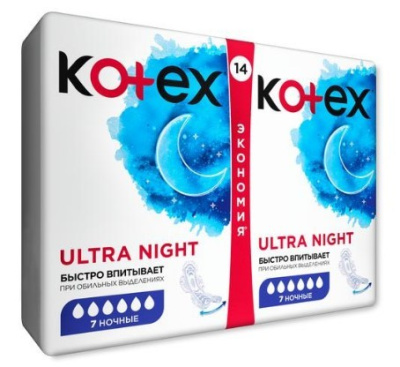 Kotex прокладки гигиенические Ultra ночные 14шт