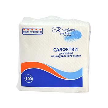 Лепота салфетки 100  п/э 1-сл. 24*24 белые (100%)