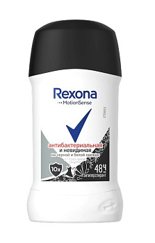 Rexona антиперспирант-дезодорант-карандаш Антибактериальная и Невидимая на черной и белой одежде 40мл