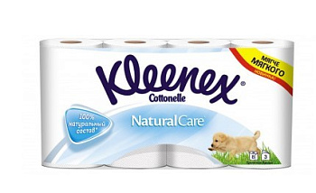 Kleenex Туалетная бумага 3-хслойная Белая Natural Care 8шт