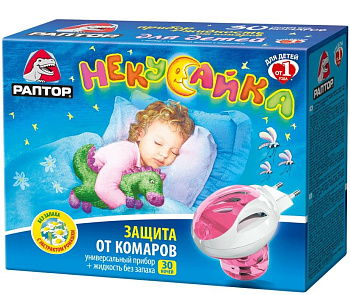 РАПТОР некусайка комплект прибор  жидкость от комаров 45 ночей для детей
