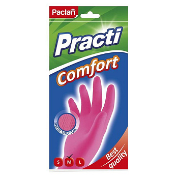 Paclan перчатки резиновые Comfort размер M розовые 1 пара