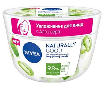 Nivea крем для лица увлажняющий organic aloe 200мл new