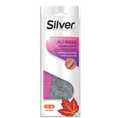 SILVER/СИЛЬВЕР Стельки Осень-Зима с Войлоком