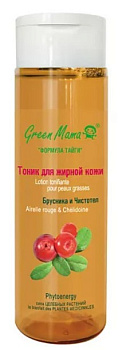 Green Mama тоник для лица для жирной кожи брусника и чистотел 200мл