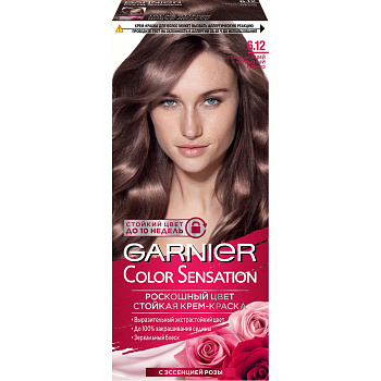 Garnier Color Sensation стойкая крем краска для волос оттенок 6.12 сверкающий холодный мокко