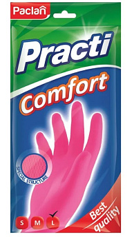 Paclan перчатки резиновые comfortL розовые 1 пара