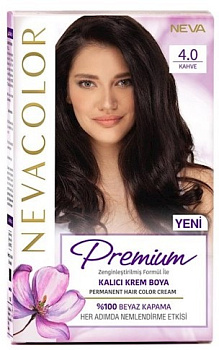 Nevacolor PRЕMIUM стойкая крем краска для волос 4.0 BROWN кофе