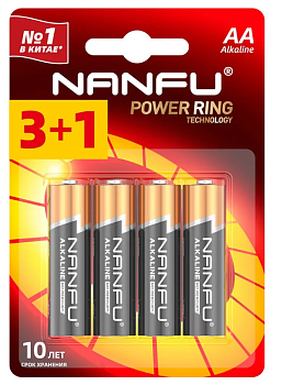 Nanfu батарейка щелочная AA 3+1 4шт