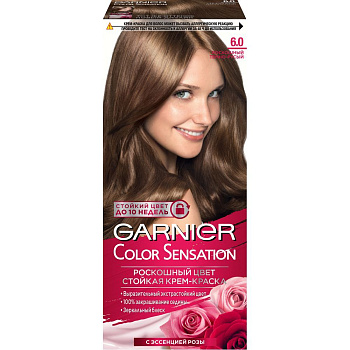 Garnier Color Sensation стойкая крем краска для волос оттенок 6.0 роскошный темно русый