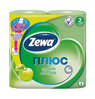 Zewa туалетная бумага Plus 2-х слойная Яблоко 4шт