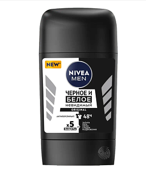 NIVEA дезодорант стик мужской невидимый для черного и белого 40 мл